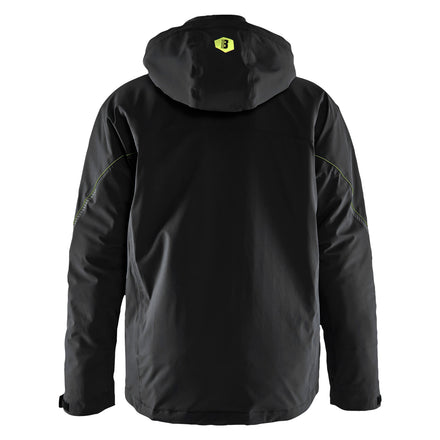 Blaklader 4484 Lightweight Lined Winter Jacket Stretch Black Hi Vis Yellow Back