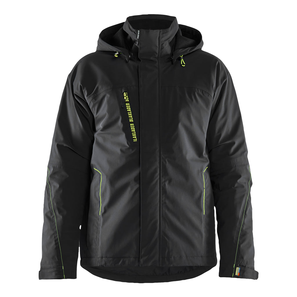 Blaklader 4484 Lightweight Lined Winter Jacket Stretch Black Hi Vis Yellow Front