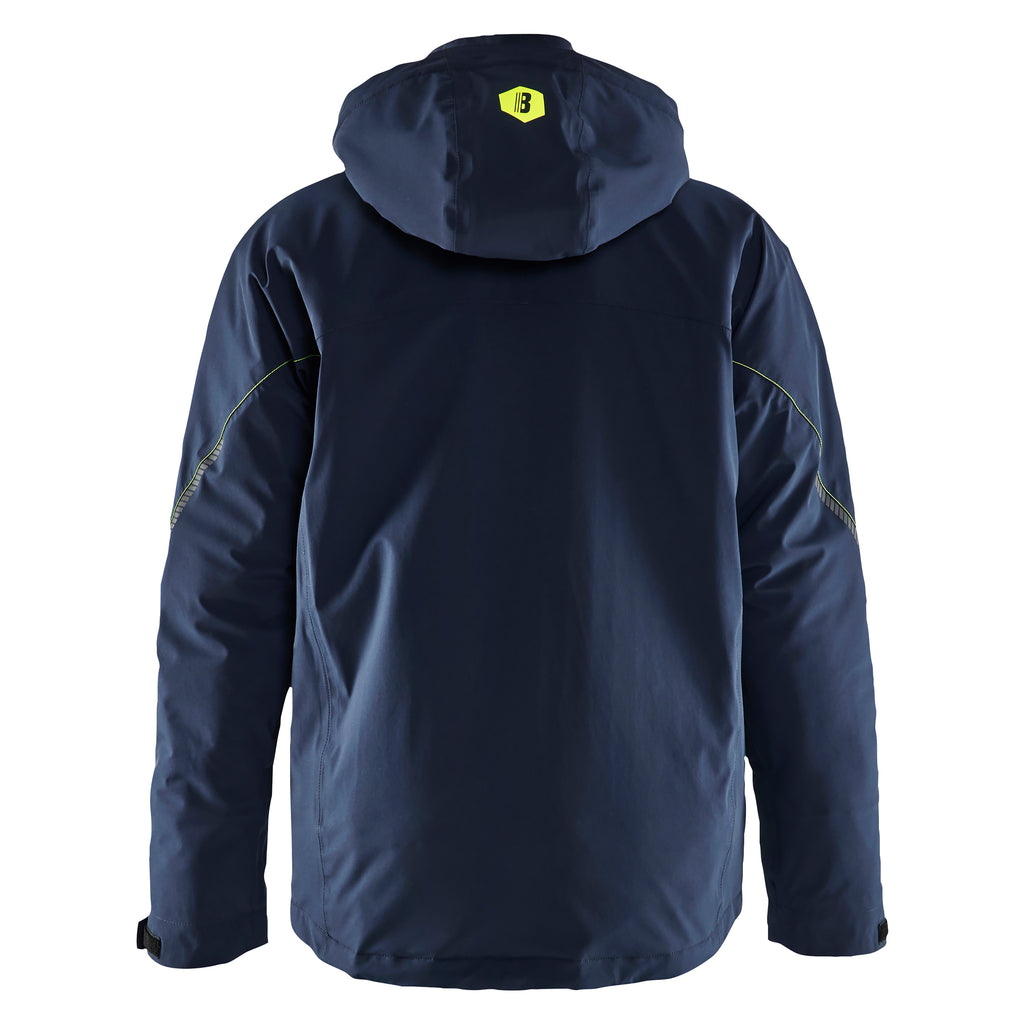 Blaklader 4484 Lightweight Lined Winter Jacket Stretch Dark Navy Blue Hi Vis Yellow Back