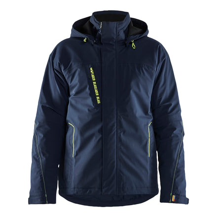 Blaklader 4484 Lightweight Lined Winter Jacket Stretch Dark Navy Blue Hi Vis Yellow Front