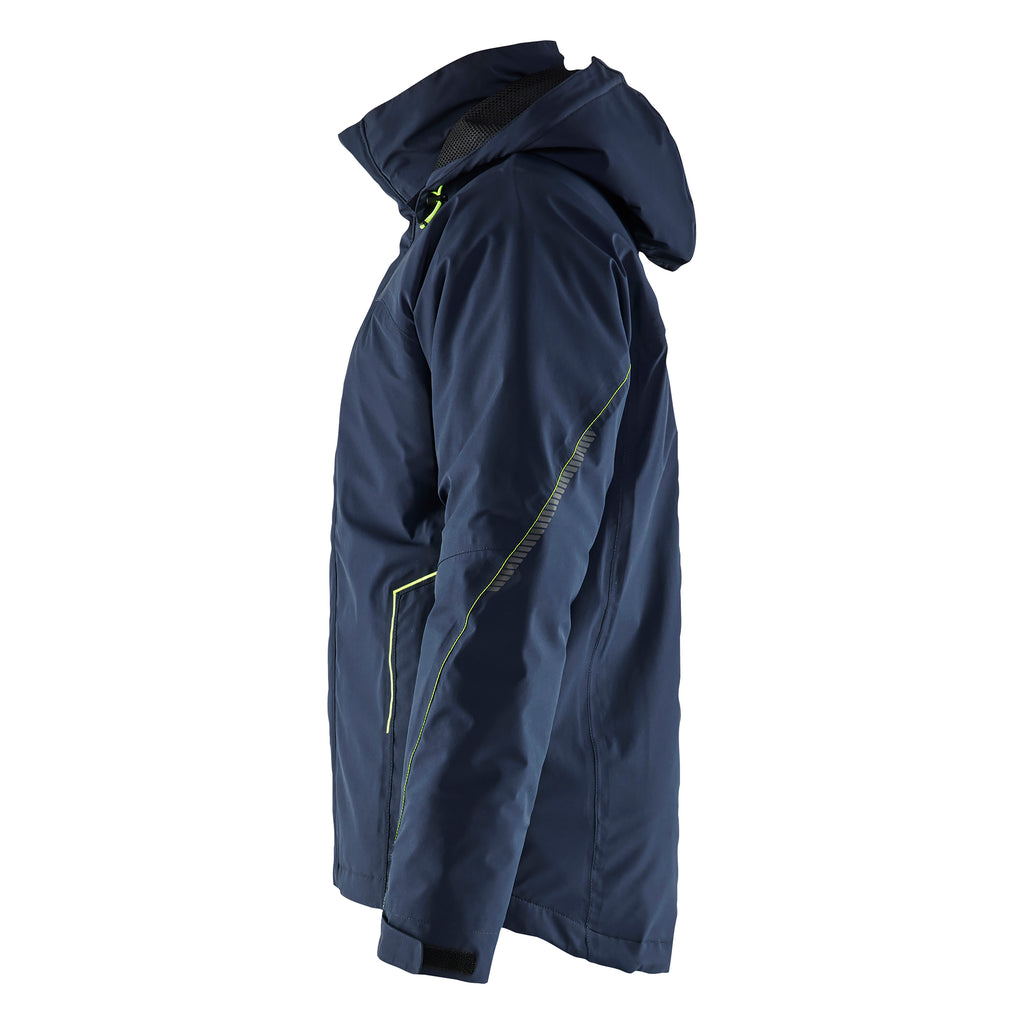 Blaklader 4484 Lightweight Lined Winter Jacket Stretch Dark Navy Blue Hi Vis Yellow Left