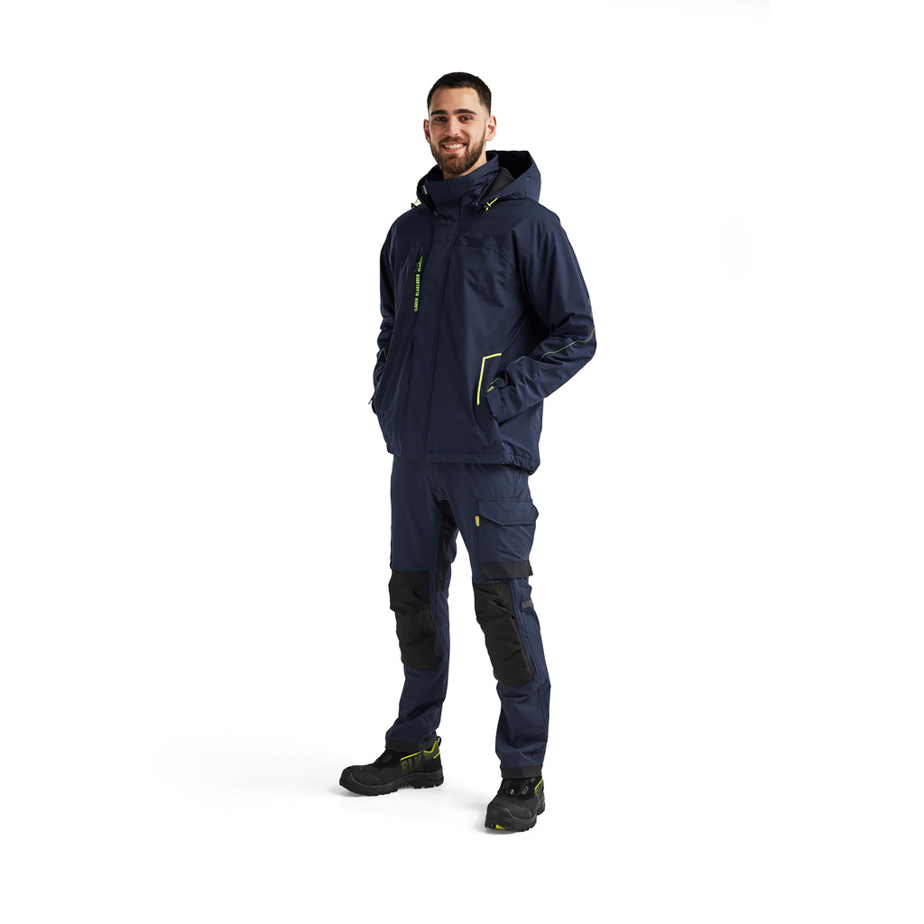 Blaklader 4484 Lightweight Lined Winter Jacket Stretch Dark Navy Blue Hi Vis Yellow Model
