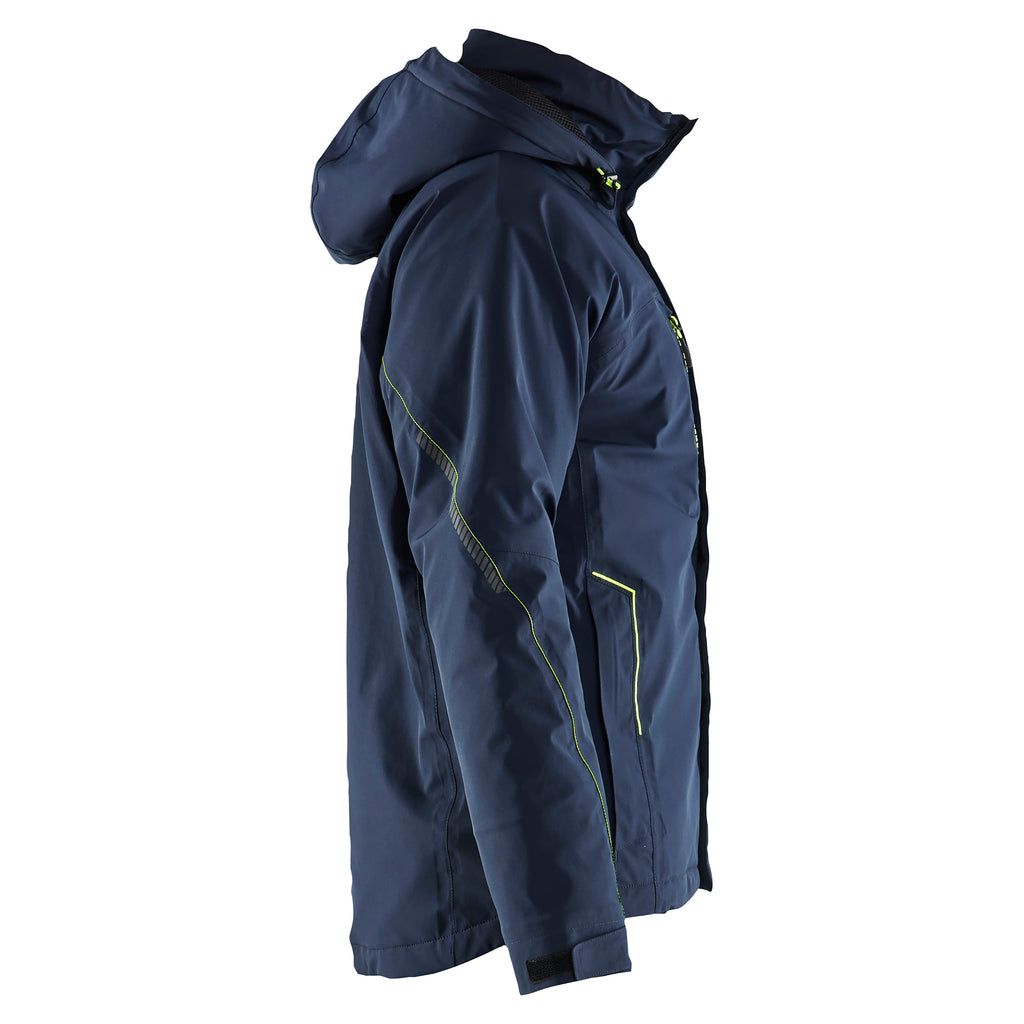 Blaklader 4484 Lightweight Lined Winter Jacket Stretch Dark Navy Blue Hi Vis Yellow Right