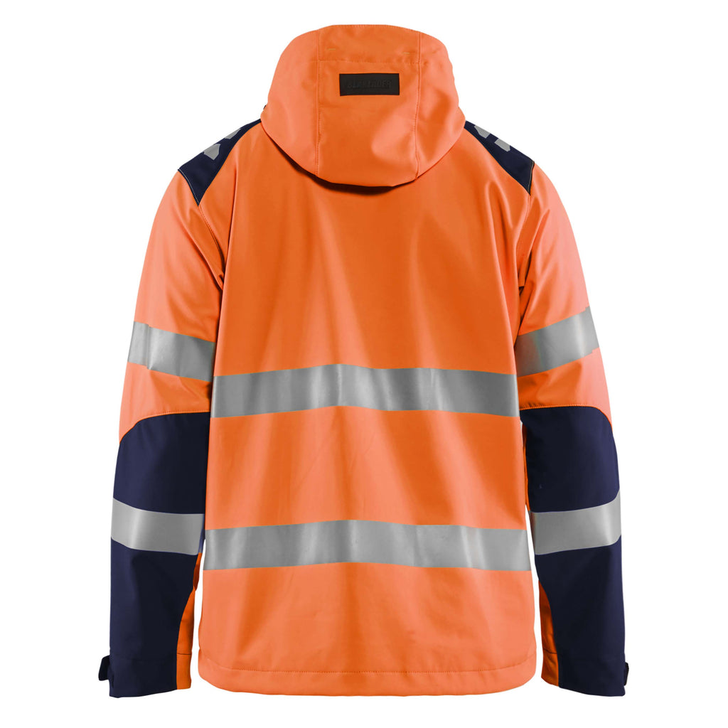 Blaklader 4491 Hi Vis Softshell Jacket Hi Vis Orange Navy Blue Back