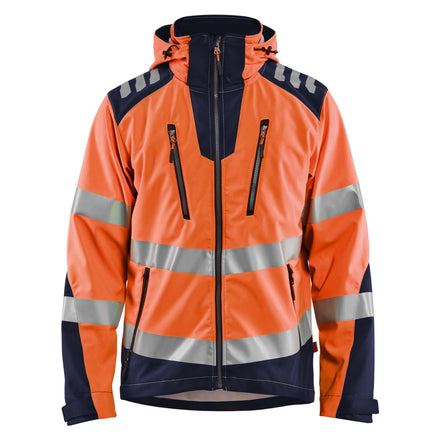 Blaklader 4491 Hi Vis Softshell Jacket Hi Vis Orange Navy Blue Main