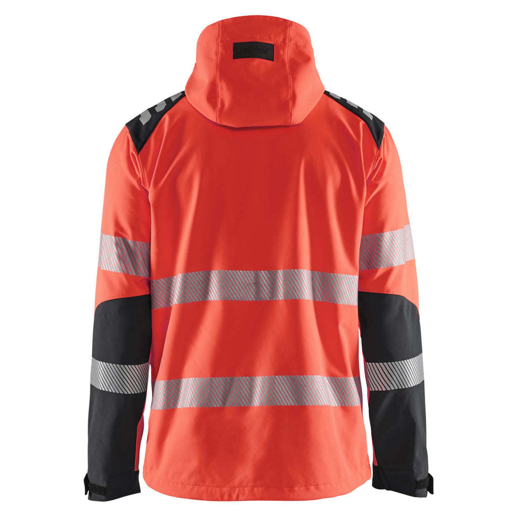 Blaklader 4491 Hi Vis Softshell Jacket Hi Vis Red Black Back