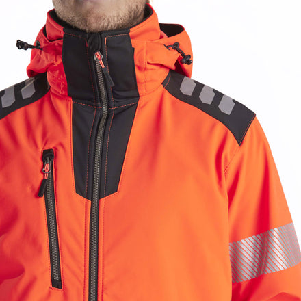 Blaklader 4491 Hi Vis Softshell Jacket Hi Vis Red Black Feature 1