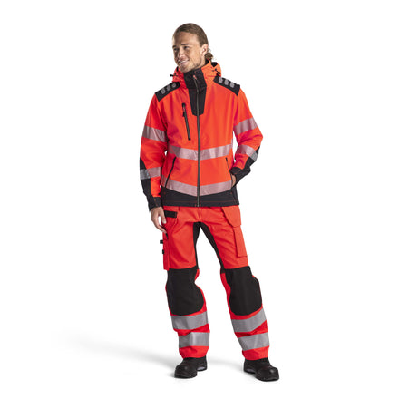 Blaklader 4491 Hi Vis Softshell Jacket Hi Vis Red Black Model