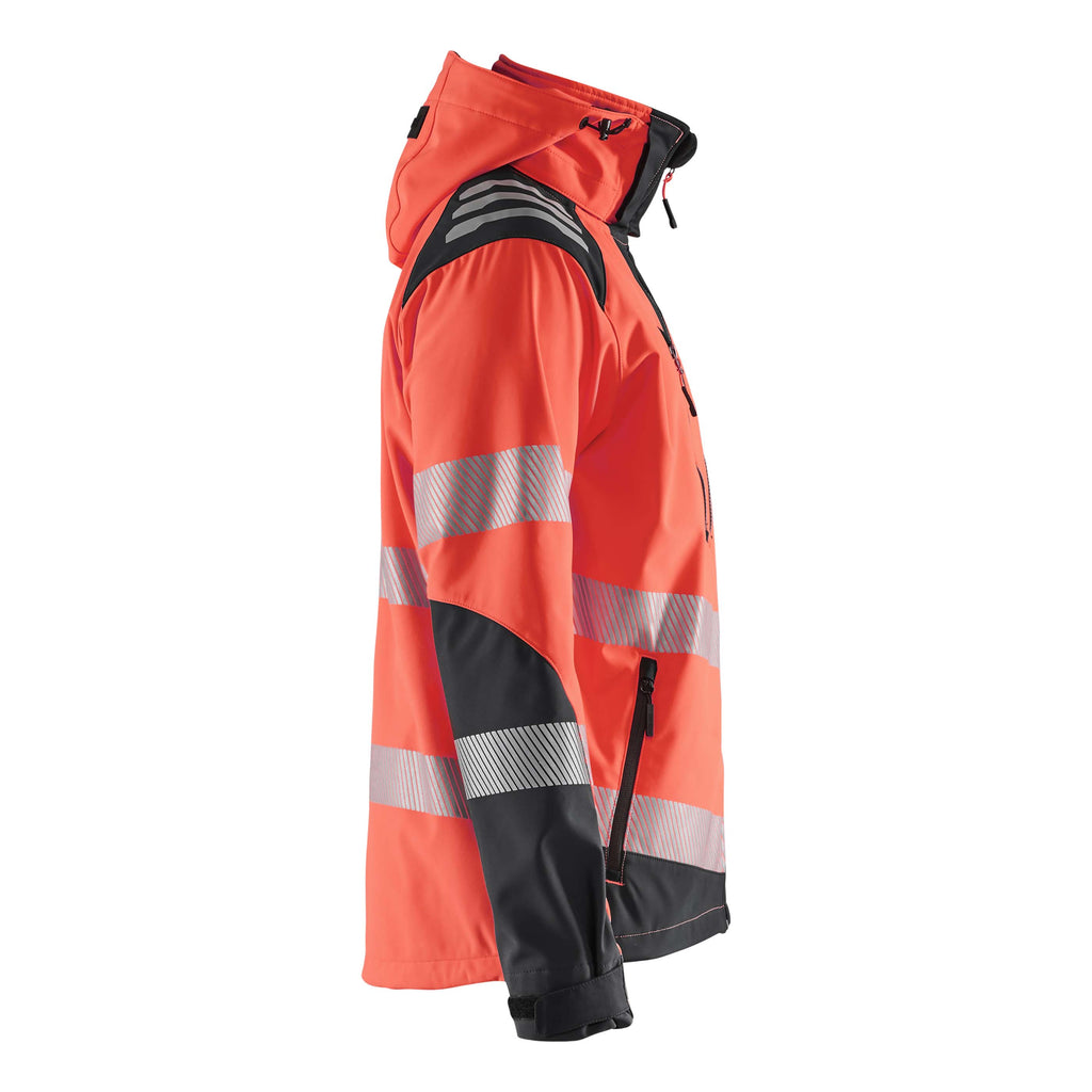 Blaklader 4491 Hi Vis Softshell Jacket Hi Vis Red Black Right