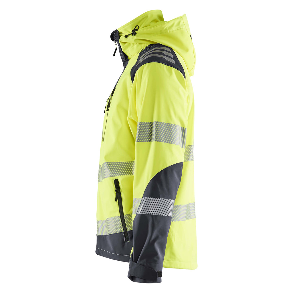 Blaklader 4491 Hi Vis Softshell Jacket Hi Vis Yellow Grey Left