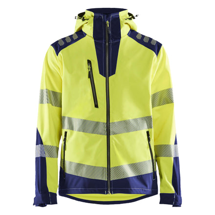 Blaklader 4491 Hi Vis Softshell Jacket Hi Vis Yellow Navy Blue Main