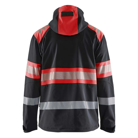 Blaklader 4494 Hi Vis Softshell Jacket Black Hi Vis Red Back