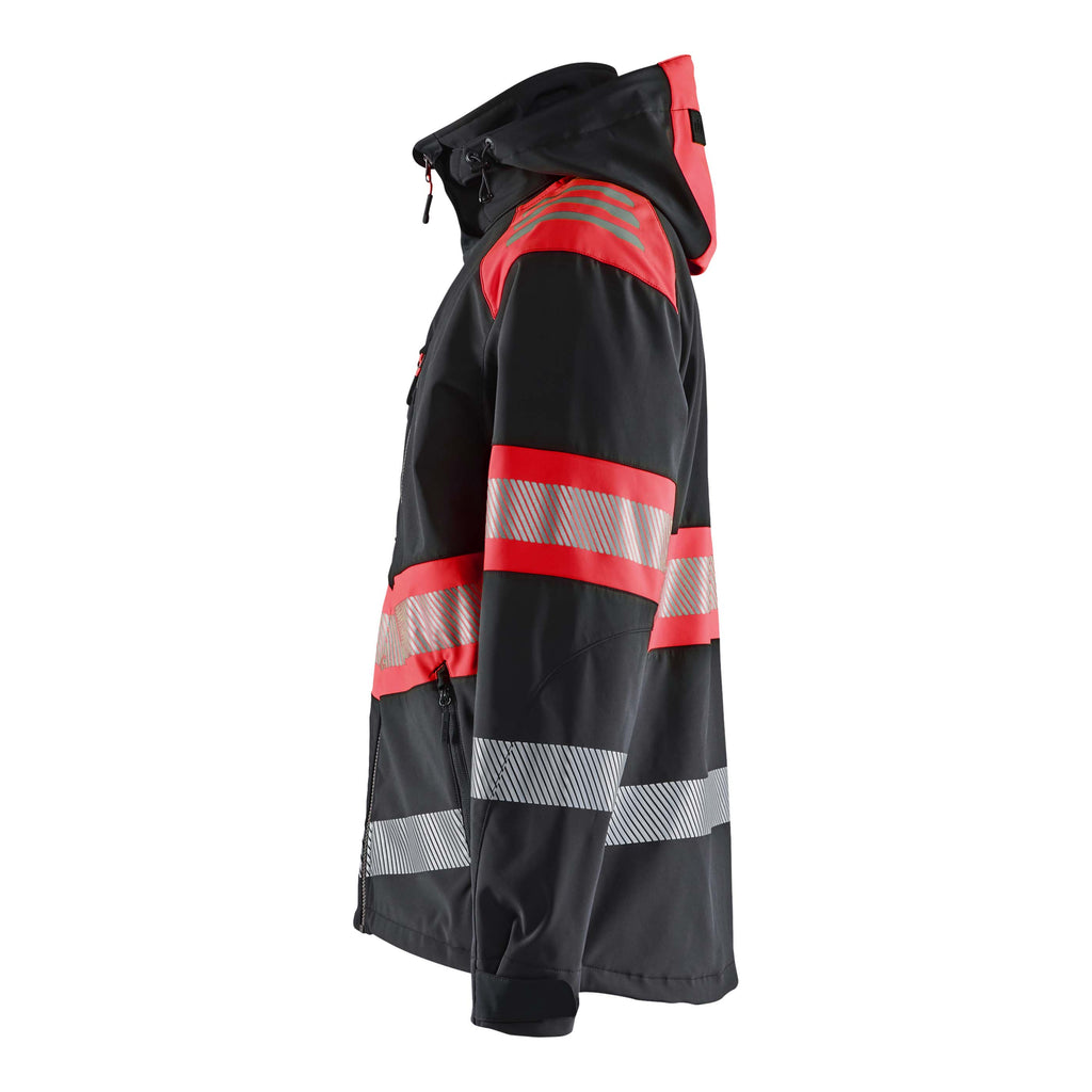 Blaklader 4494 Hi Vis Softshell Jacket Black Hi Vis Red Left