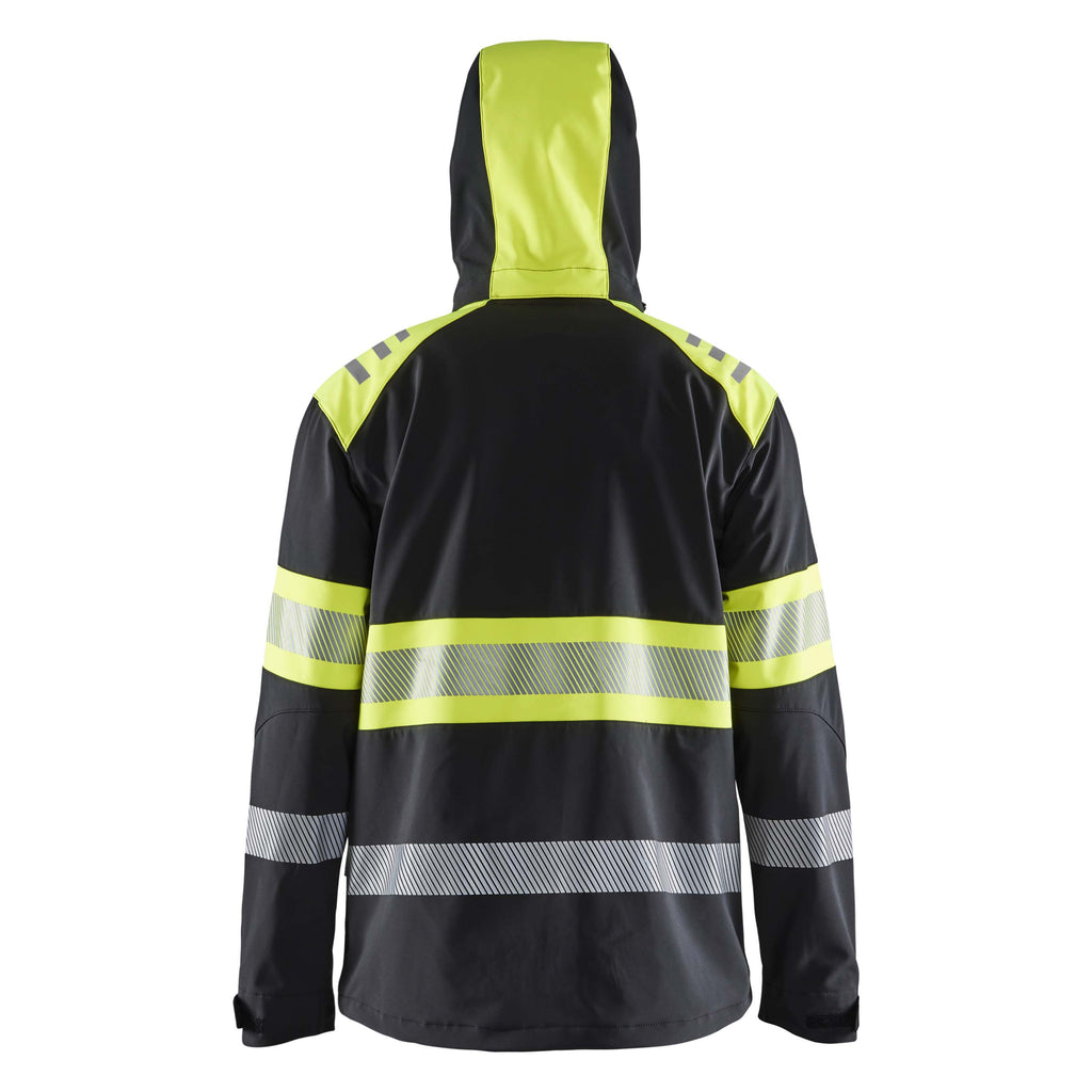 Blaklader 4494 Hi Vis Softshell Jacket Black Hi Vis Yellow Back