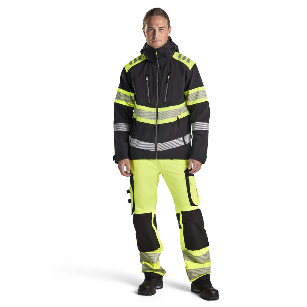 Blaklader 4494 Hi Vis Softshell Jacket Black Hi Vis Yellow Model