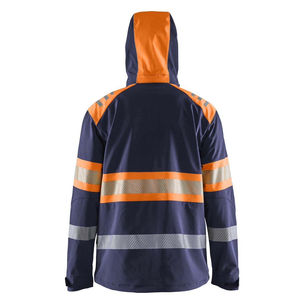 Blaklader 4494 Hi Vis Softshell Jacket Navy Blue Hi Vis Orange Back