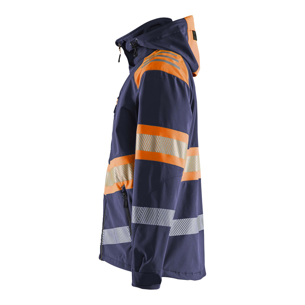 Blaklader 4494 Hi Vis Softshell Jacket Navy Blue Hi Vis Orange Left