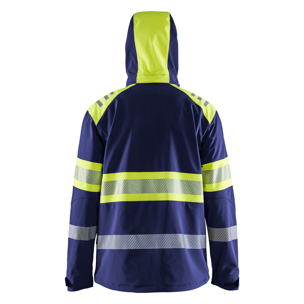 Blaklader 4494 Hi Vis Softshell Jacket Navy Blue Hi Vis Yellow Back