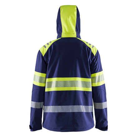 Blaklader 4494 Hi Vis Softshell Jacket Navy Blue Hi Vis Yellow Back