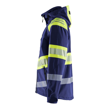 Blaklader 4494 Hi Vis Softshell Jacket Navy Blue Hi Vis Yellow Left