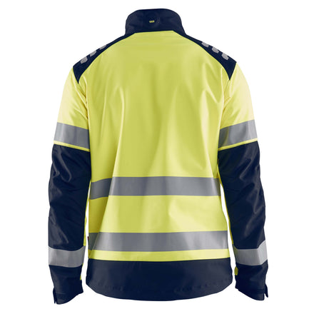 Blaklader 4497 Hi Vis Softshell Jacket Navy Blue Hi Vis Yellow Back