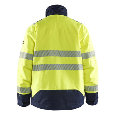 Blaklader 4517 Multinorm Winter Jacket Hi Vis Yellow Navy Blue Back