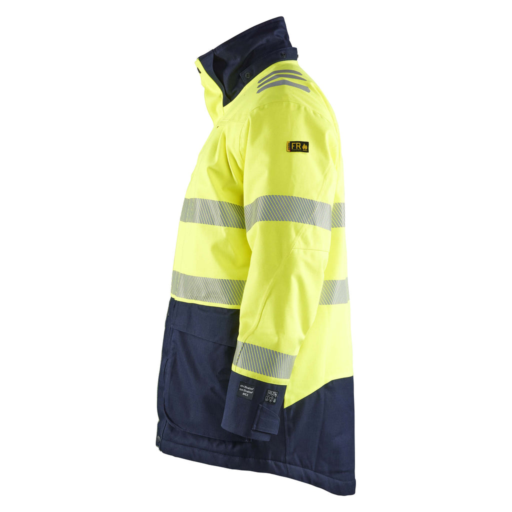 Blaklader 4527 Multinorm Winter Parka Hi Vis Yellow Navy Blue Left