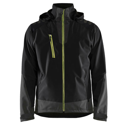 Blaklader 4749 Softshell Jacket Black Hi Vis Yellow Front