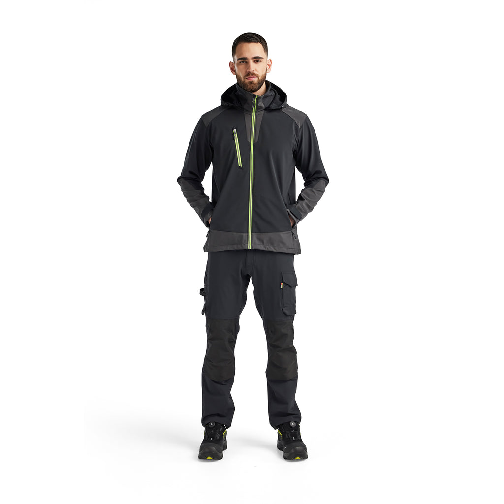 Blaklader 4749 Softshell Jacket Black Hi Vis Yellow Model