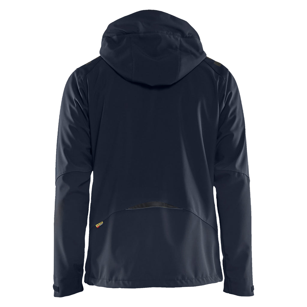 Blaklader 4749 Softshell Jacket Dark Navy Blue Hi Vis Yellow Back