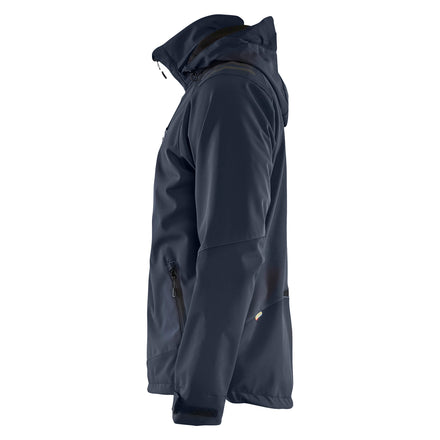 Blaklader 4749 Softshell Jacket Dark Navy Blue Hi Vis Yellow Left