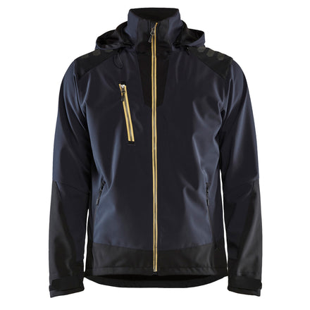 Blaklader 4749 Softshell Jacket Dark Navy Yellow Front