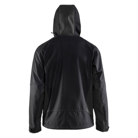 Blaklader 4753 Softshell Jacket With Hood Black Dark Grey Back Hood Up