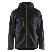 Blaklader 4753 Softshell Jacket With Hood Black Hi Vis Yellow Front
