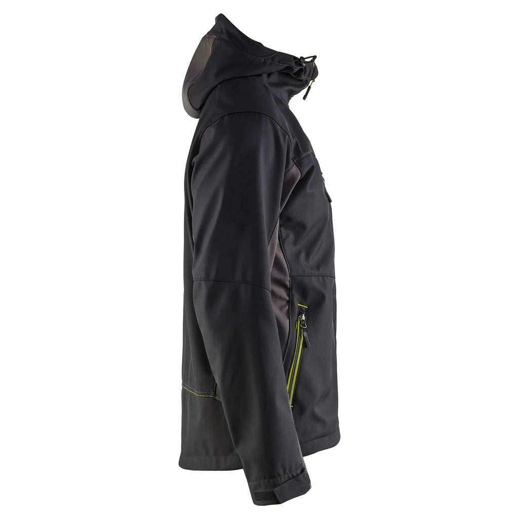 Blaklader 4753 Softshell Jacket With Hood Black Hi Vis Yellow Right