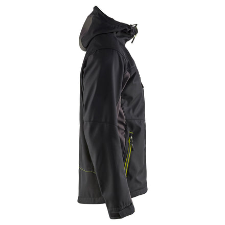 Blaklader 4753 Softshell Jacket With Hood Black Hi Vis Yellow Right