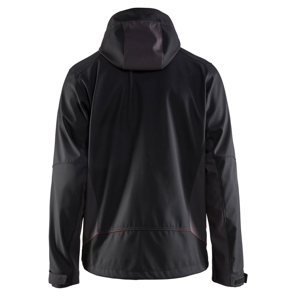 Blaklader 4753 Softshell Jacket With Hood Black Red Back