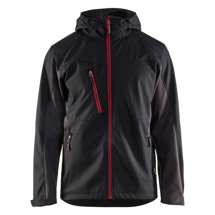Blaklader 4753 Softshell Jacket With Hood Black Red Front