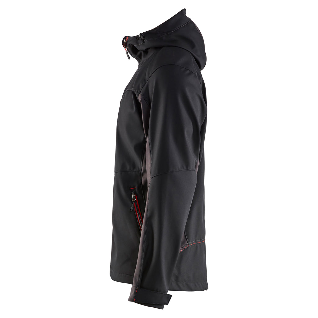 Blaklader 4753 Softshell Jacket With Hood Black Red Left