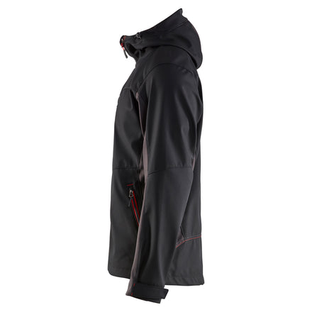 Blaklader 4753 Softshell Jacket With Hood Black Red Left