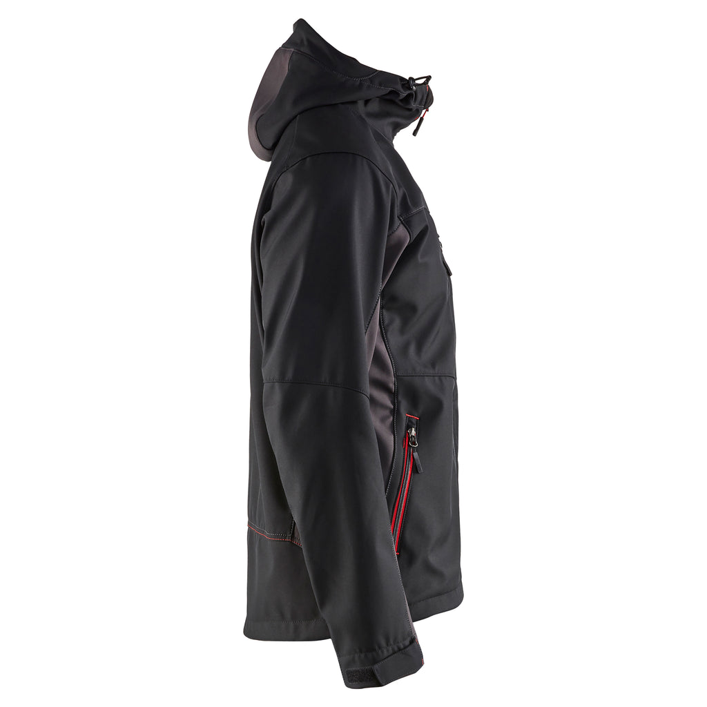 Blaklader 4753 Softshell Jacket With Hood Black Red Right