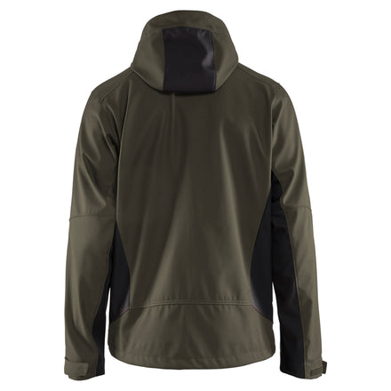 Blaklader 4753 Softshell Jacket With Hood Dark Olive Green Black Back