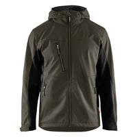 Blaklader 4753 Softshell Jacket With Hood Dark Olive Green Black Front