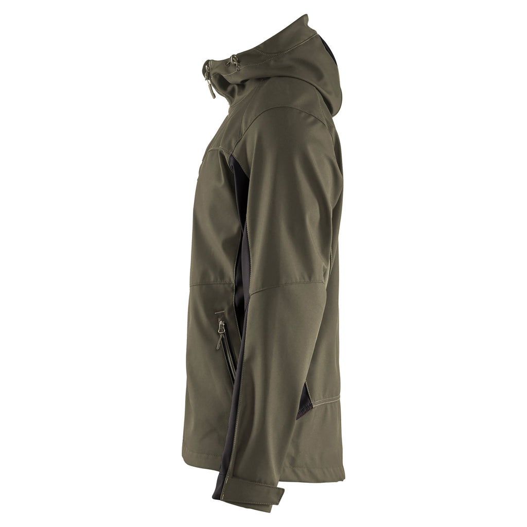 Blaklader 4753 Softshell Jacket With Hood Dark Olive Green Black Left