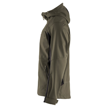 Blaklader 4753 Softshell Jacket With Hood Dark Olive Green Black Left