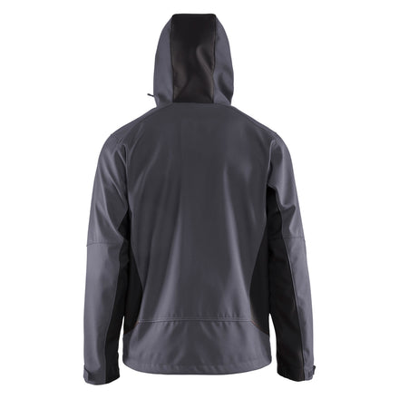Blaklader 4753 Softshell Jacket With Hood Mid Grey Black Back Hood Up