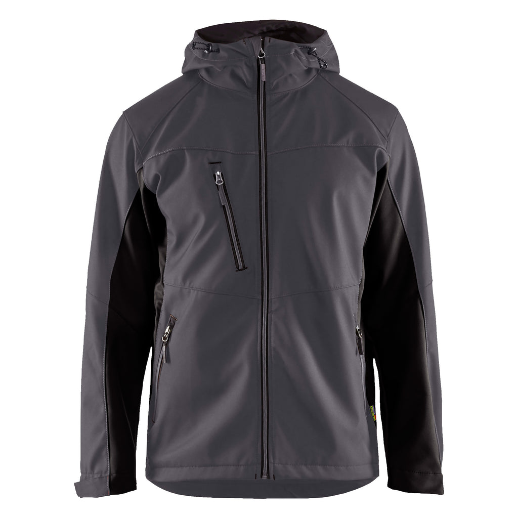 Blaklader 4753 Softshell Jacket With Hood Mid Grey Black Front