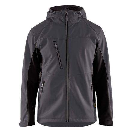 Blaklader 4753 Softshell Jacket With Hood Mid Grey Black Front