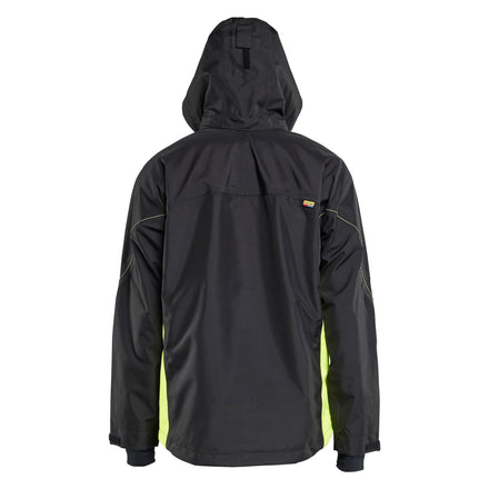 Blaklader 4790 Shell Jacket Black Hi Vis Yellow Back Hood Up