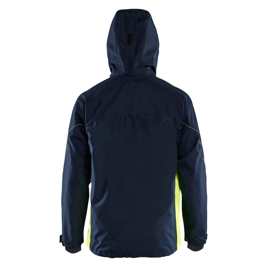 Blaklader 4790 Shell Jacket Dark Navy Blue Hi Vis Yellow Back Hood Up